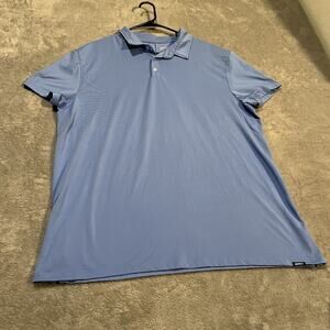 Barbell Polo Shirt Mens XXL 2XL Blue Short Sleeve Performance Gym Shirt
